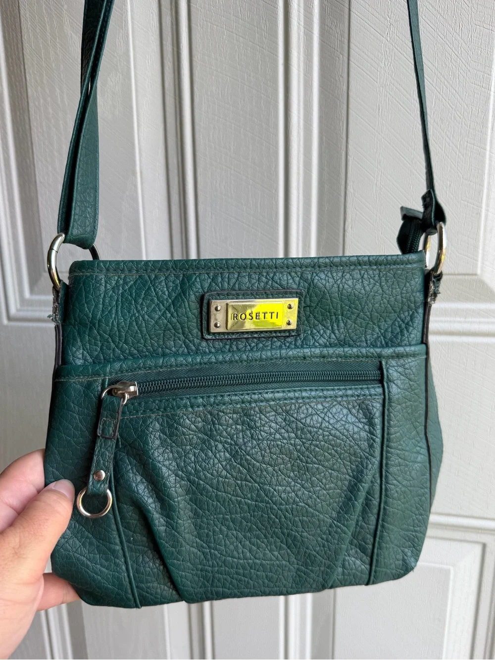Rosetti Teal Green Crossbody Bag Faux Leather Y2K Boho Multi Pocket Purse